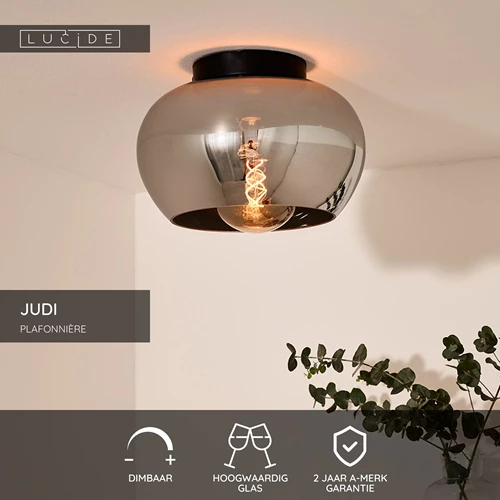 Lucide JUDI - Plafonnière - Ø 30,5 cm - 1xE27 - Fumé - USP